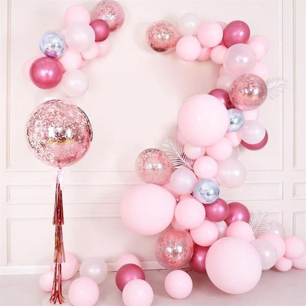 Décoration de fête 86pcs set macaron ballon garland arch kit baby rose ballons confettis for shower girl anniversaire mariage 305p