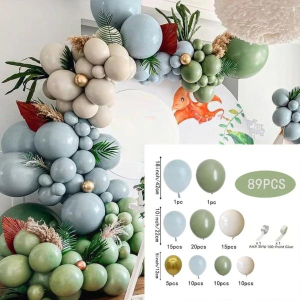 Décoration de fête 87pcs Balon de sarcelle Garland Larcy Latex Blanche Arc de plage en bleu clair anniversaire unisexe de chasse bleu clair