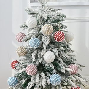 Décoration de fête 8cm Style luxueux boules de noël cristal paillettes paillettes mousse arbre de noël suspendu pendentif boule année DecorsParty