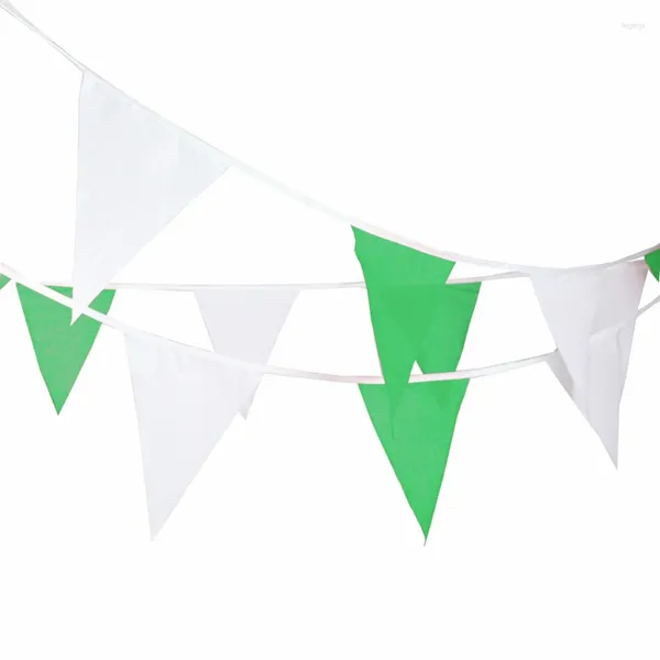 Décoration de fête 8M Vert Blanc Drapeaux Tache Soie Dentelle Banderoles Bannières De Noël Anniversaire Fanion De Mariage Guirlande Fournitures