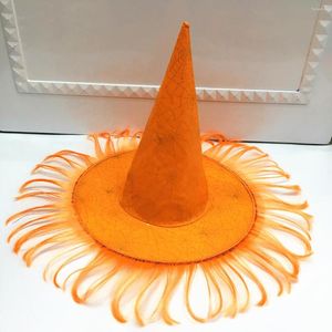 Decoración de fiesta 8 unids Mago de Halloween Bruja Calabaza Peluca Borla Sombrero Hombres y mujeres Negro Oro Cosplay Disfraz Mascarada Vestir Pascua