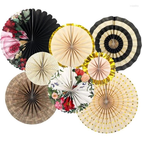 Décoration de fête 8pcs éventails de papier suspendus décorations murales de guirlande de fleurs chinoises pour mariage anniversaire fête des mères douche nuptiale