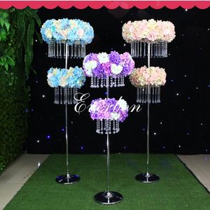 Decoración de fiesta 8 unids/lote 130-220 cm Ajuste de altura disponible alto pilar de cristal de boda soporte de flores de pasillo para fiesta central