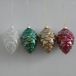 Feestdecoratie 8 stks/pack 7 11 cm kleurrijk poeder hangende dennenbui kerstboomglas ornament creatief hanger raam aanwezig