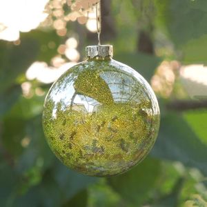 Party Decoration 8 stks / pak Diameter = 8 cm Klein formaat Geel Bead Inner Sticking Glass Globe Home Christmas Ball Hanger