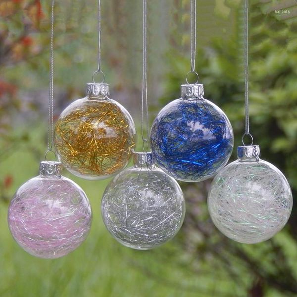 Décoration de fête 8 pièces/paquet diamètre 8cm petite taille Globe en verre Transparent jour de noël boule suspendue pendentif créatif