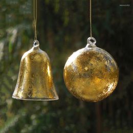 Feestdecoratie 8 stks/pack verschillende vorm gouden plaat schilderij glazen hock globe home kerstbal hanger Bell vriend cadeau