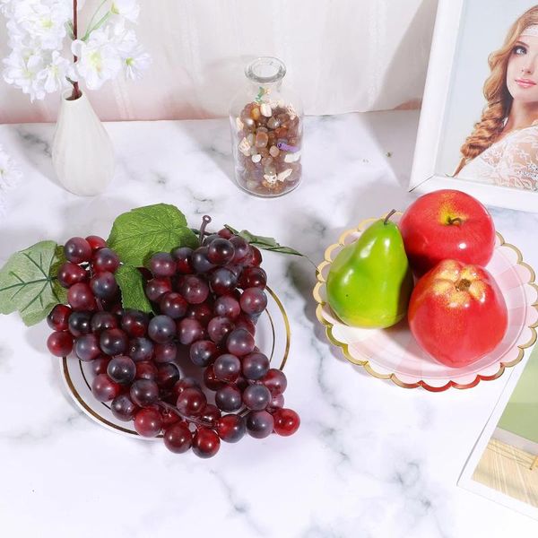 Décoration de fête 8 pièces, modèle de fruits de Simulation, accessoires Po artificiels réalistes (pomme rouge, délicieux raisin de poire pour chacun)