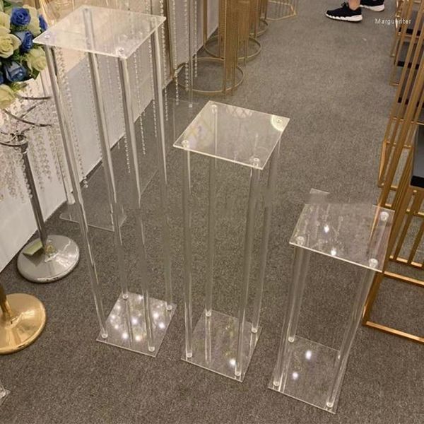 Décoration de fête 8pcs) Piédestaux de mariage Socle en acrylique transparent Stands Piliers cylindriques carrés pour Yudao1251