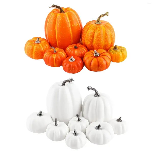 Decoración de fiesta 8x Calabazas artificiales Florero de otoño Relleno Artesanías de otoño Mini espuma grande para Halloween Chimenea Jardín Vacaciones