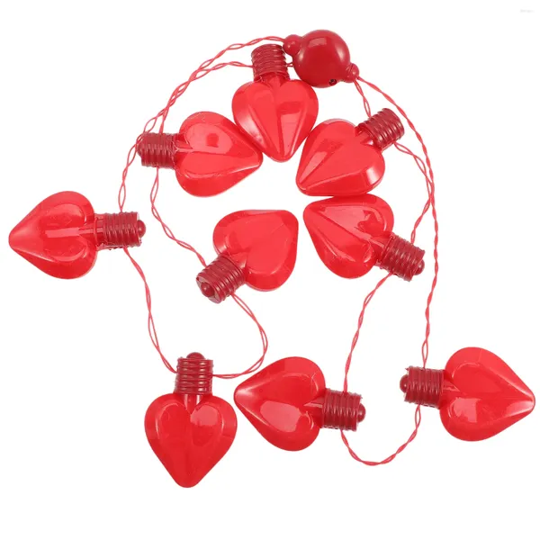 Décoration de fête 9 Light Heart Collier Saint Valentin Props Décor Jouet Décoratif Glow Ampoule LED Lumineux En Plastique Anniversaire Colliers