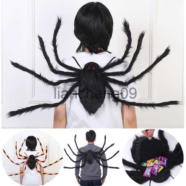 Décoration de fête 90/125 cm Horreur Peluche Araignée Décoration Halloween Sac De Bonbons Araignée Forme Sac À Dos Trick Or Treat Sac Prop Halloween Enfants Costume x0905 x0905