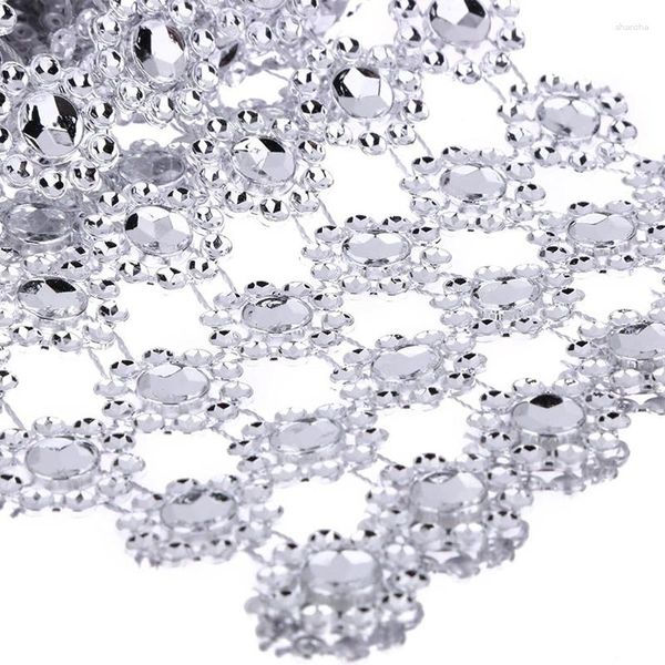 Décoration de fête 90cm brillant diamant tournesol strass ruban rouleau d'emballage pour gâteau de mariage anniversaire fille poule dîner table 7D