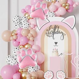 Décoration de fête 91pcs Balons de papier d'aluminium de chiens roses ensemble