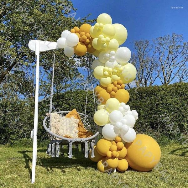 Décoration de fête 94pcs Ballons d'anniversaire Arches Garland Kit Blanc Jaune Latex pour mariage Baby Shower Globos