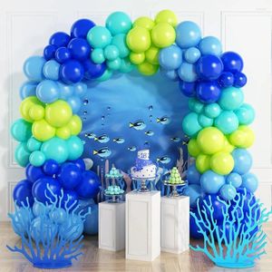 Décoration de fête 95pcs Bleu vert turfe de turchas Balloons Garland Arch Kit pour le thème de l'océan décorations de baby shower de baby shower