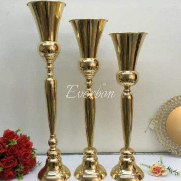 Décoration de fête 98 cm de haut Vases pour fleurs artificielles mariage fleur Vase métal or argent support Table pièce maîtresse décor