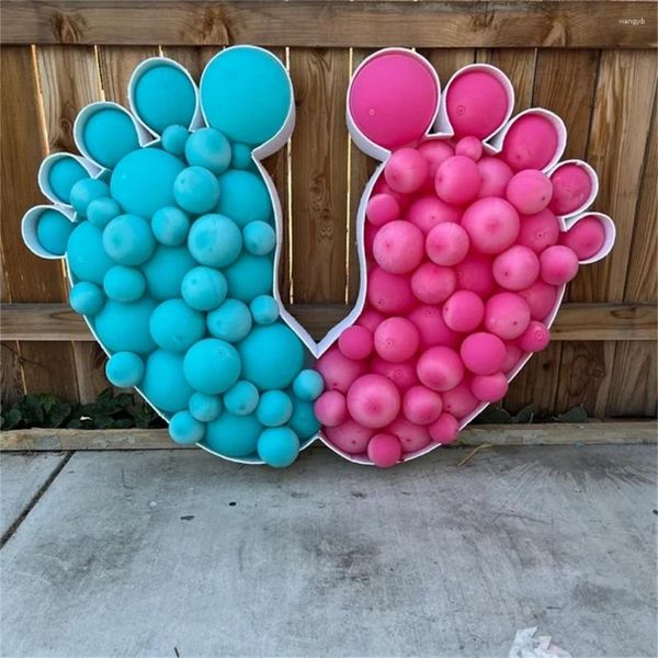 Décoration de fête 99cm pieds de bébé en forme de ballon, boîte de remplissage, cadre en mosaïque, support de douche, révélation du sexe, décoration à thème garçon ou fille