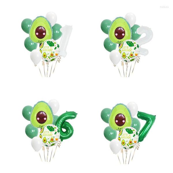 Decoración de fiesta, 9 Uds., juego de Globos digitales verdes con temática de aguacate, cumpleaños para niños, Baby Shower, figura de 0 a 9, Globos de película de aluminio