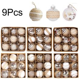 Party Decoratie 9 -stcs/doos kerstballen ornament Xmas Tree hangende hangers decoraties voor huis 2023 Navidad jaar 2024 Gift Noel