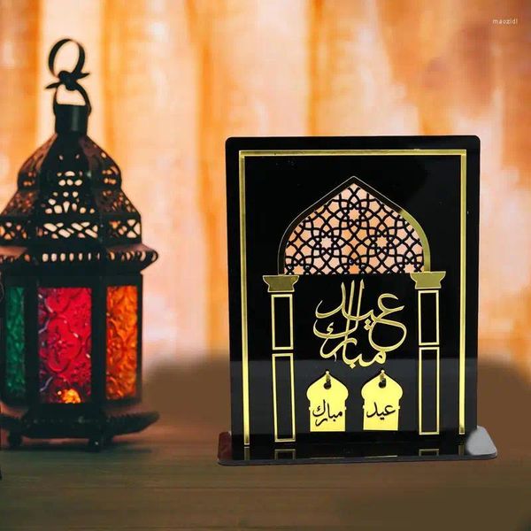 Décoration de fête Acrylique Ramadan Calendrier Calendrier Eid Moubarak Carte avec Ornement de bureau de base pour la maison 2024 DÉCOR MUSLIMIQUE ISLAMIQUE