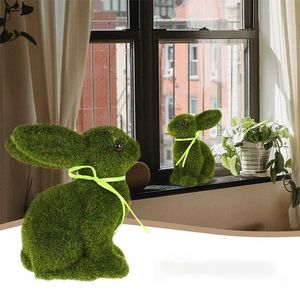 Partijdecoratie Schattig Pasen Globed Rabbit Figurines Ative Moss voor ornament Y2302