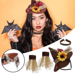 Décoration de fête Costume adulte chapeau bracelet collier Halloween effrayant femmes (4 pièces) bracelets d'événement