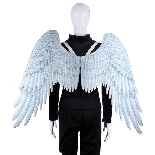 Decoración de fiesta Aldult Niño Alas de plumas de ángel Carnaval de Halloween Accesorios de cosplay Escenario Espectáculo Diseño de escena Alas de ángel Negro Blanco 220915