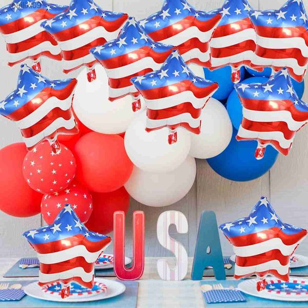 Décoration de fête Drapeau américain Ballons USA Pentagramme en forme de ballon en aluminium pour le 4 juillet Décorations Fête de l'Indépendance Décoration Fournitures T230522