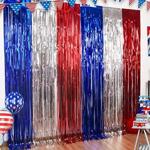 Decoración de fiesta Día de la Independencia Americana cortina de lluvia decorativa fondos de vacaciones empalme 3 suministros de cortinas de color