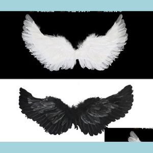 Decoración de fiesta Ala de ángel Pluma Hada Wingsare Swallow Diseño Halloween Navidad Mascarada Carnaval Cos Disfraces Accesorios Negro D Dhg0W