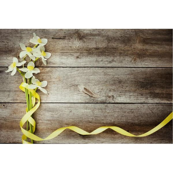 Décoration de fête Antique planche de bois toile de fond jaune ruban floral fond anniversaire mariage vacances Po stand Studio accessoires