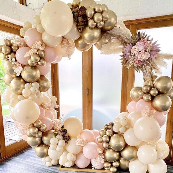 Decoración de fiesta globo de albaricoque guirnalda arco Kit boda cumpleaños niños confeti látex Baby Shower género revelar decoración