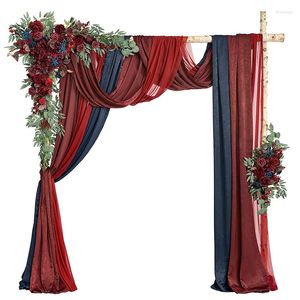 Décoration de fête Arche Fleurs Avec Rideaux Kit 2pcs Artificielle Floral Swag 3pcs 8m Long Drapage Rideau Pour La Cérémonie De Mariage Toile De Fond Décor