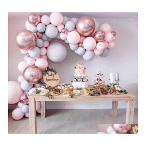 Feestdecoratie aron ballonnen boogkit pastel grijze roze slinger rose goud confetti globos bruiloft decor baby shower spoedwerk1 drop dhwed