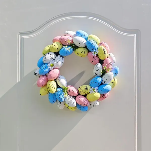 Décoration de fête, couronne de fleurs d'œufs de pâques artificielles, couleur bonbon, guirlande de printemps, mur de porte d'entrée, salon, bricolage pour la maison