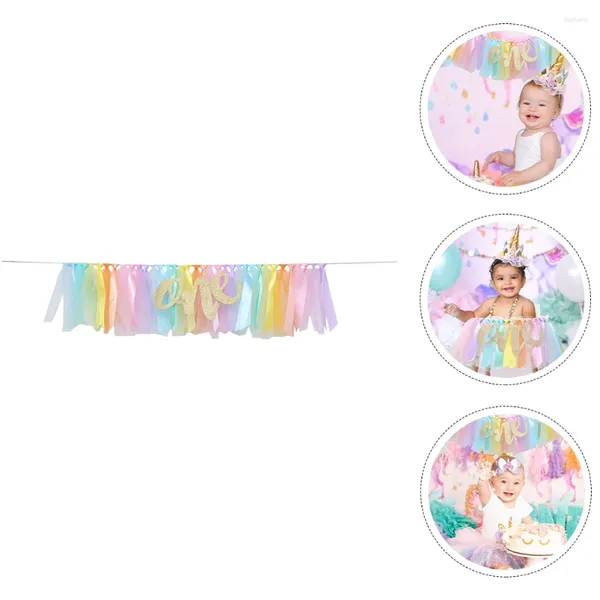 Decoración de fiesta Bebé Cumpleaños Tire Bandera Manteles Infantil Banner Silla alta Trona Tutu Falda Suministro Primero Encantador