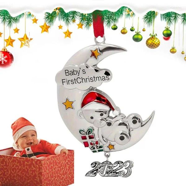 Décoration de fête Premier Noël de bébé Ornement 2024 Lune Design Arbre Décorations festives Pedant créatif