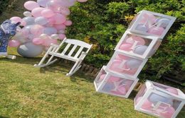 Feestdecoratie baby shower box gevuld ballon az letters achtergronden geslacht onthulling een jaar oud verjaardag decor kinderen boygirl 1st b7892375