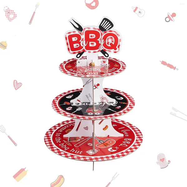 Décoration de fête de baby shower décorations Q Cupcake Stand BBQ Tower Hamburger Barbecue Birthday Supplies