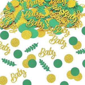 Feestdecoratie baby shower confetti decoraties verspreiden ronde stip en eucalyptus gevormde tafel papier decor voor geslacht