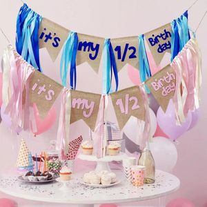 Feestdecoratie Babyshower Thema Het is mijn 1/2 verjaardag Happy Banner Ballonnen Taart Kroonhoed voor 6 maanden Decor