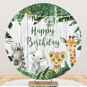 Fondos de decoración de fiesta cumpleaños de niños dibujos animados redondos animales del bosque boda fondo personalizado Pozone decoraciones de pared