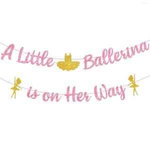 Feestdecoratie ballerina baby shower decoraties roze glitter een beetje is onderweg banner voor prinsessbenodigdheden