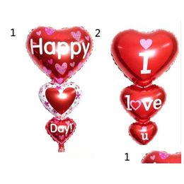 Ballon de décoration de fête 2 tailles Baloon Big I Love You Ang Happy Day Ballons Coeur Fiançailles Anniversaire Mariages Valentine Drop D Dhiup