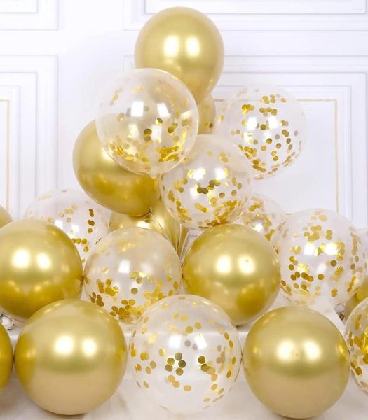 Pack de ballons de décoration de fête de 42 - confettis en or métallique et rubans de 64 pieds