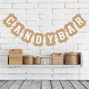 Party Decoration Banner Candy Bar Kraft Paper Cardboard Bunting Garland Vintage Wedding Decor Sign Baby Shower Birthday Buffet