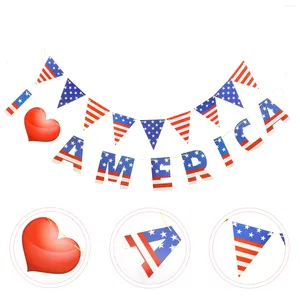 Party Decoration Banner Day Flagjuly Patriotic Independence 4th Bunting American Decorations Pennant Decor Memorial National USA