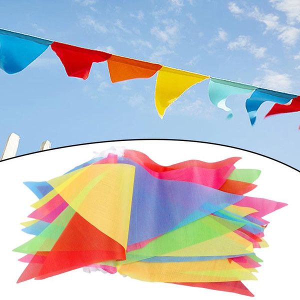 Décoration de fête bannière Triangle chaîne drapeau 100 mètres 14 21 CM 1 pièces tissu coloré autres événements festifs pour les anniversaires