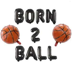 Feestdecoratie Basketbal Verjaardagsdecoratie BORN 2 BALL Ballonnen Banner en folie voor jongens 2e decor